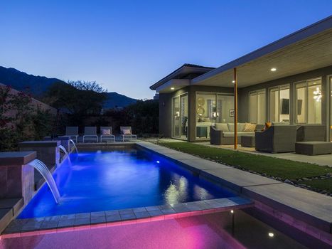 Mid-Century Style & Waterfall Pool House